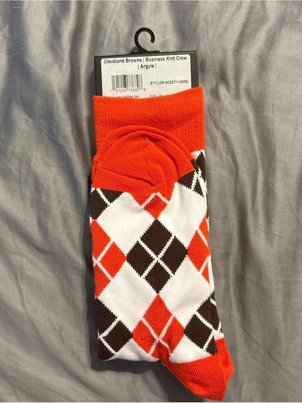 NWT Strideline Cleveland Browns Business Knit Crew Argyle M/L Men 8-12